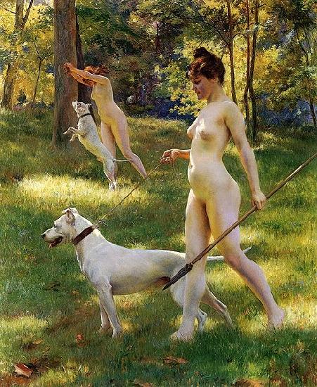 Julius L.Stewart Nymphs Hunting or Hunting oil painting picture